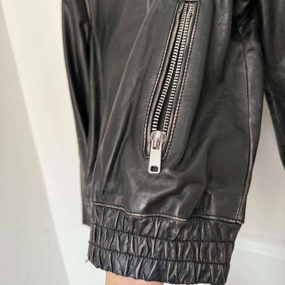 ZARA 100% LEATHER JACKET ZW COLLECTION size XS